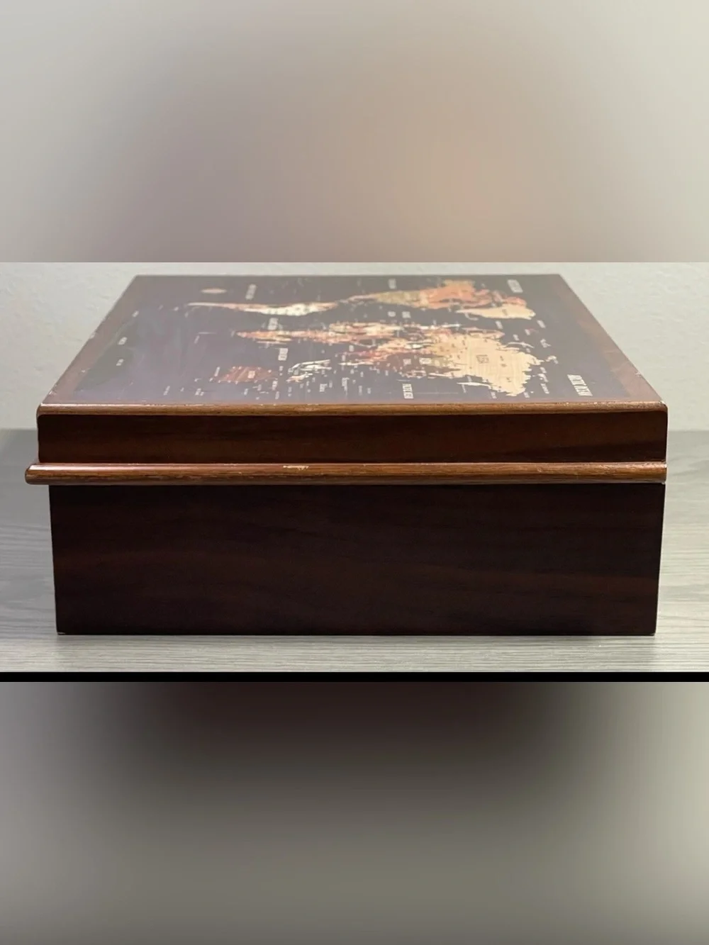 World Map Jewelry Box w/ Lined Interior - Geography - Trinket